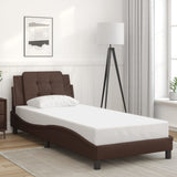 Cadre de lit avec LED sans matelas marron 90x200 cm