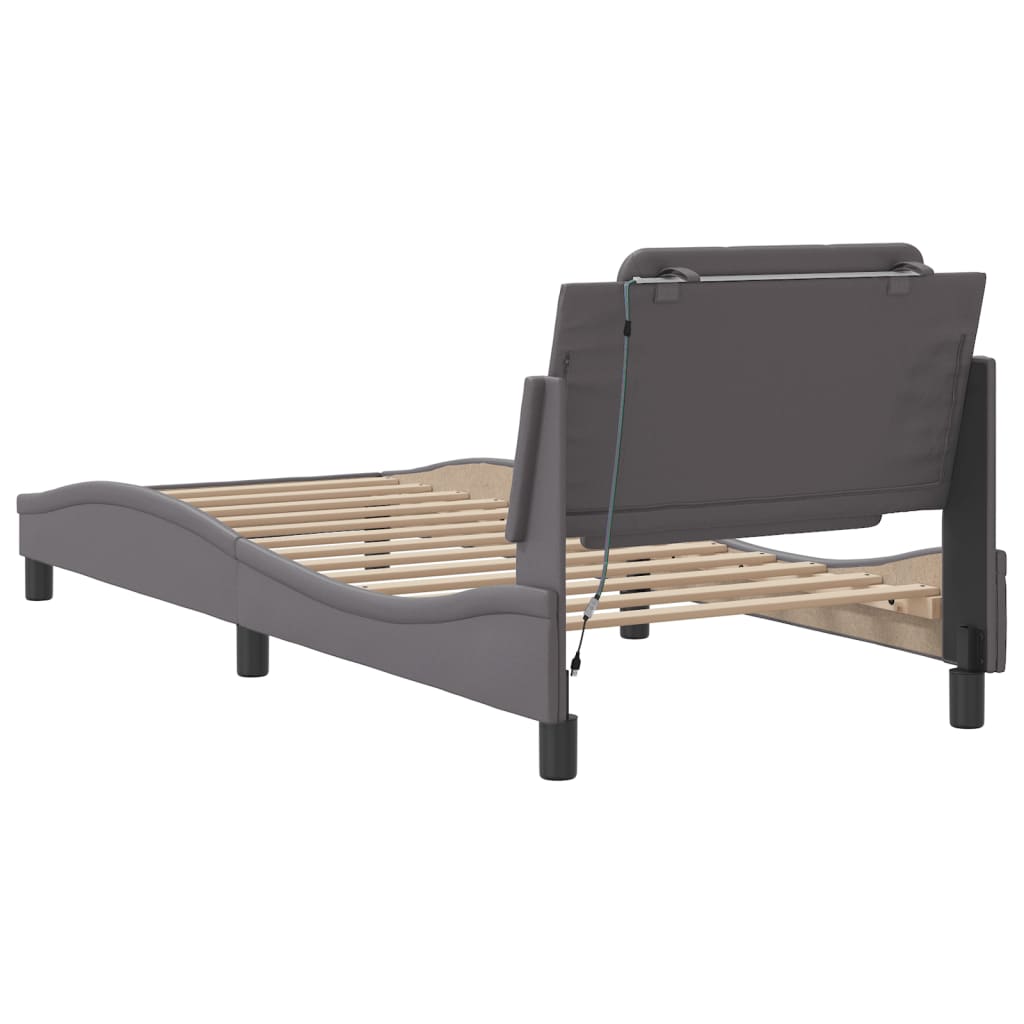 Cadre de lit avec LED sans matelas gris 90x200 cm