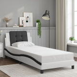 Bed frame with LED without mattress white and black 90x200 cm