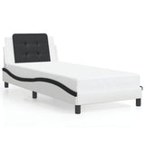 Bed frame with LED without mattress white and black 90x200 cm