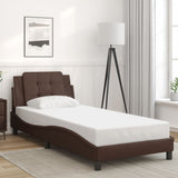 Cadre de lit avec LED sans matelas marron 100x200 cm