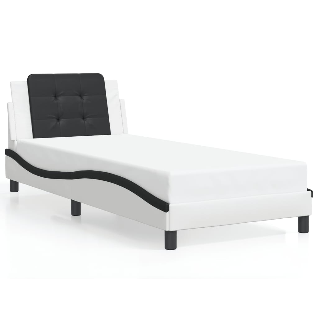 Bed frame with LED without mattress white and black 100x200 cm