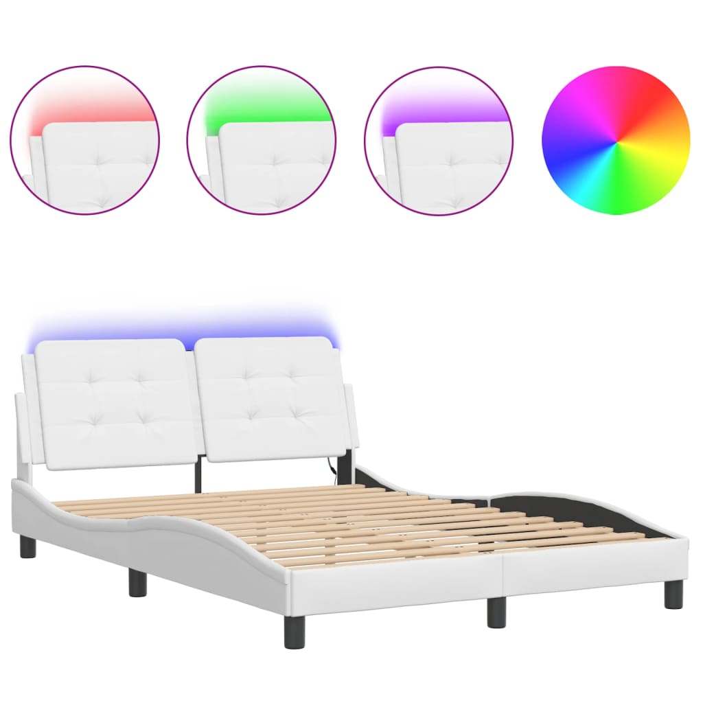 Bed frame with LED without mattress white 120x200 cm