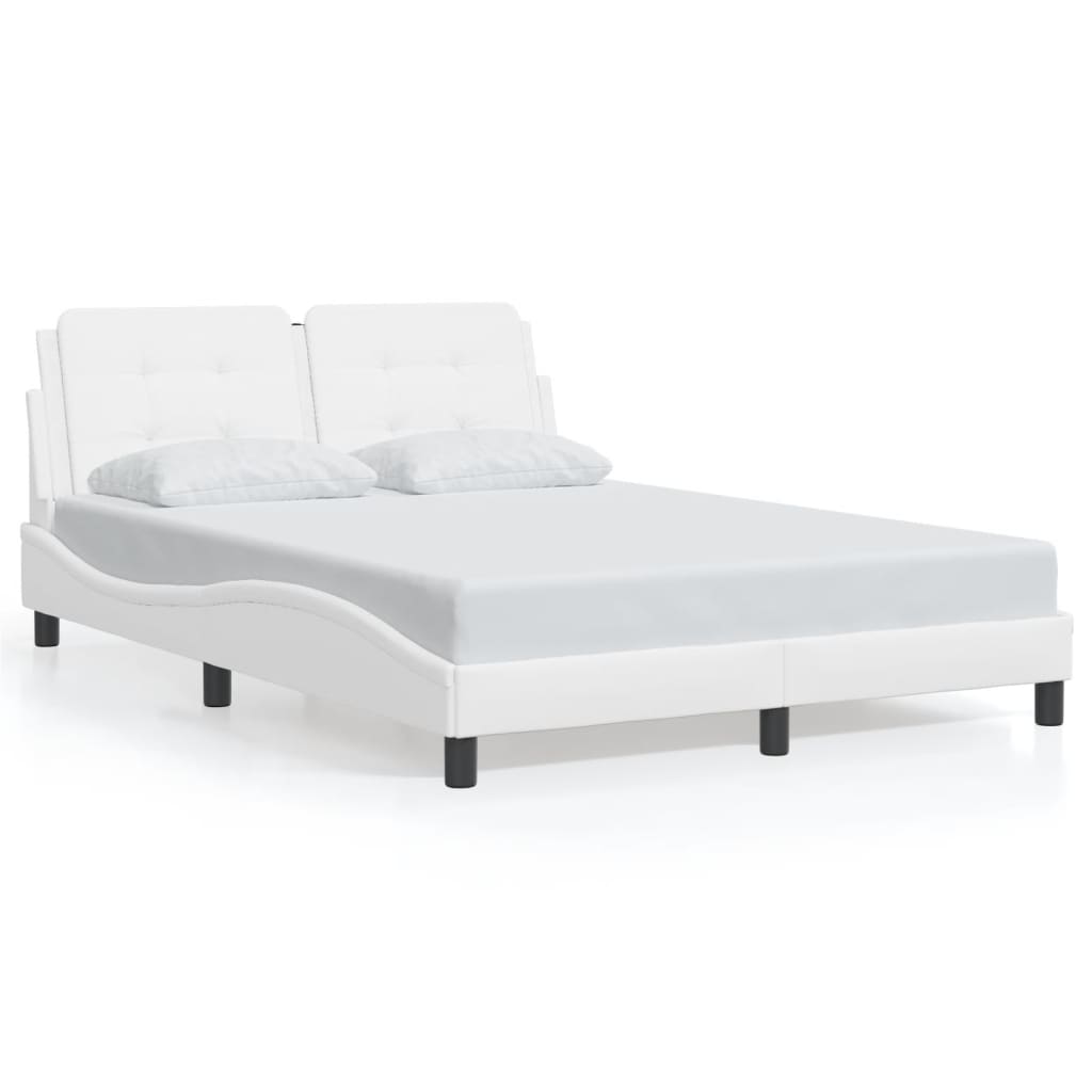 Bed frame with LED without mattress white 120x200 cm