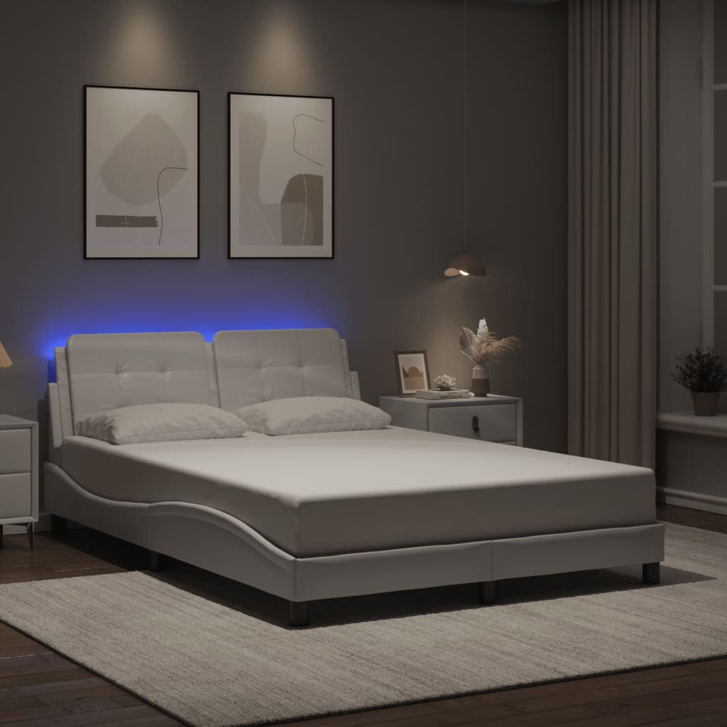 Bed frame with LED without mattress white 120x200 cm