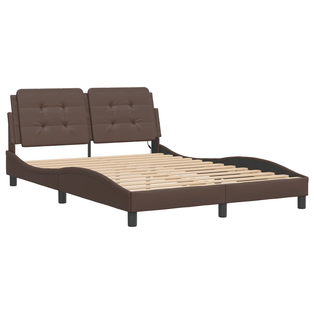 Cadre de lit avec LED sans matelas marron 120x200 cm