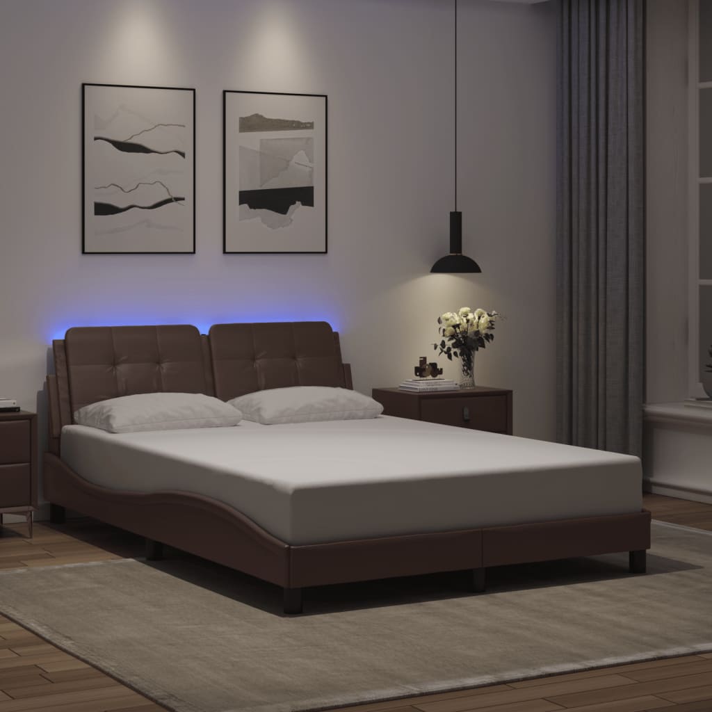 Cadre de lit avec LED sans matelas gris 120x200 cm