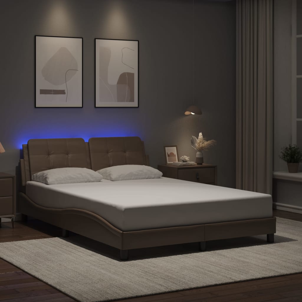 Bed frame with LED without mattress cappuccino 120x200 cm