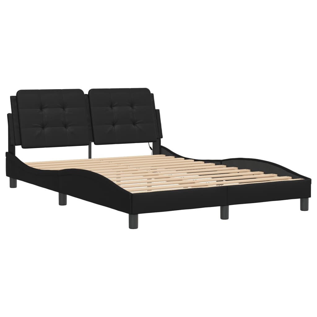 Bed frame with LED without mattress black 140x190 cm