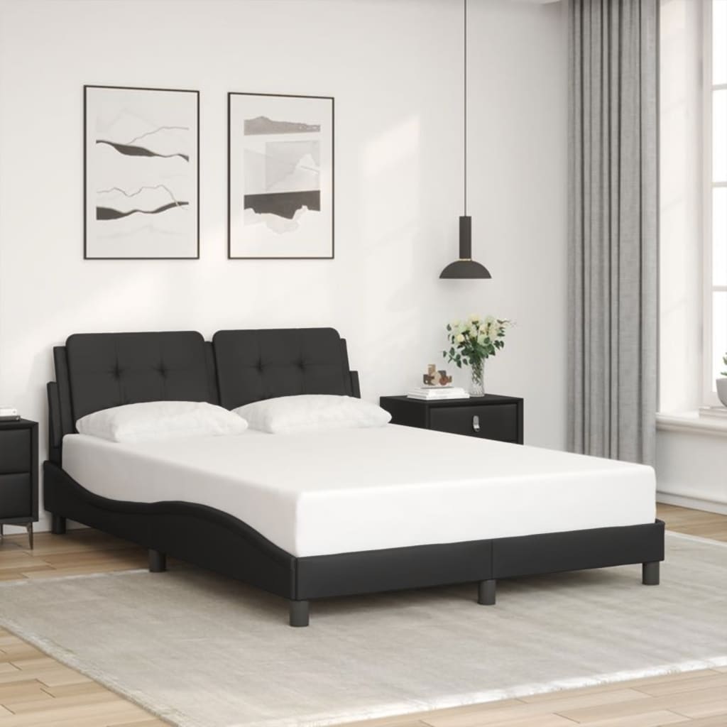 Bed frame with LED without mattress black 140x190 cm