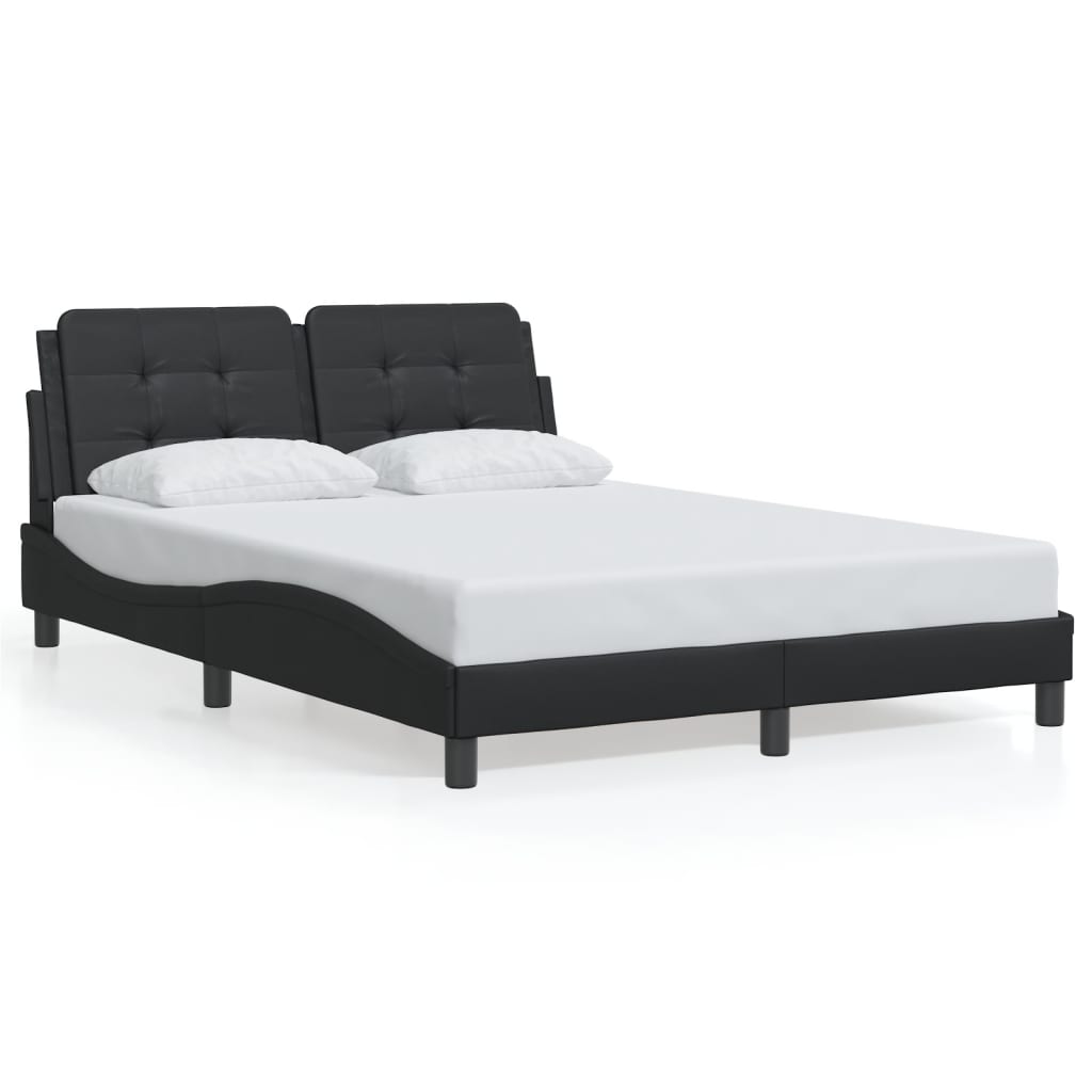 Bed frame with LED without mattress black 140x190 cm