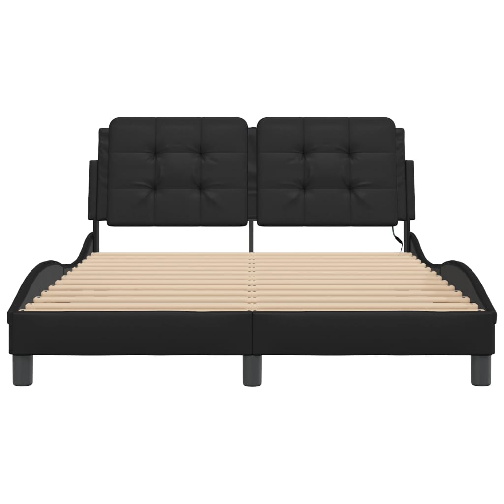 Bed frame with LED without mattress black 140x190 cm