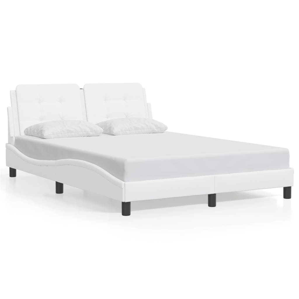 Bed frame with LED without mattress white 140x190 cm