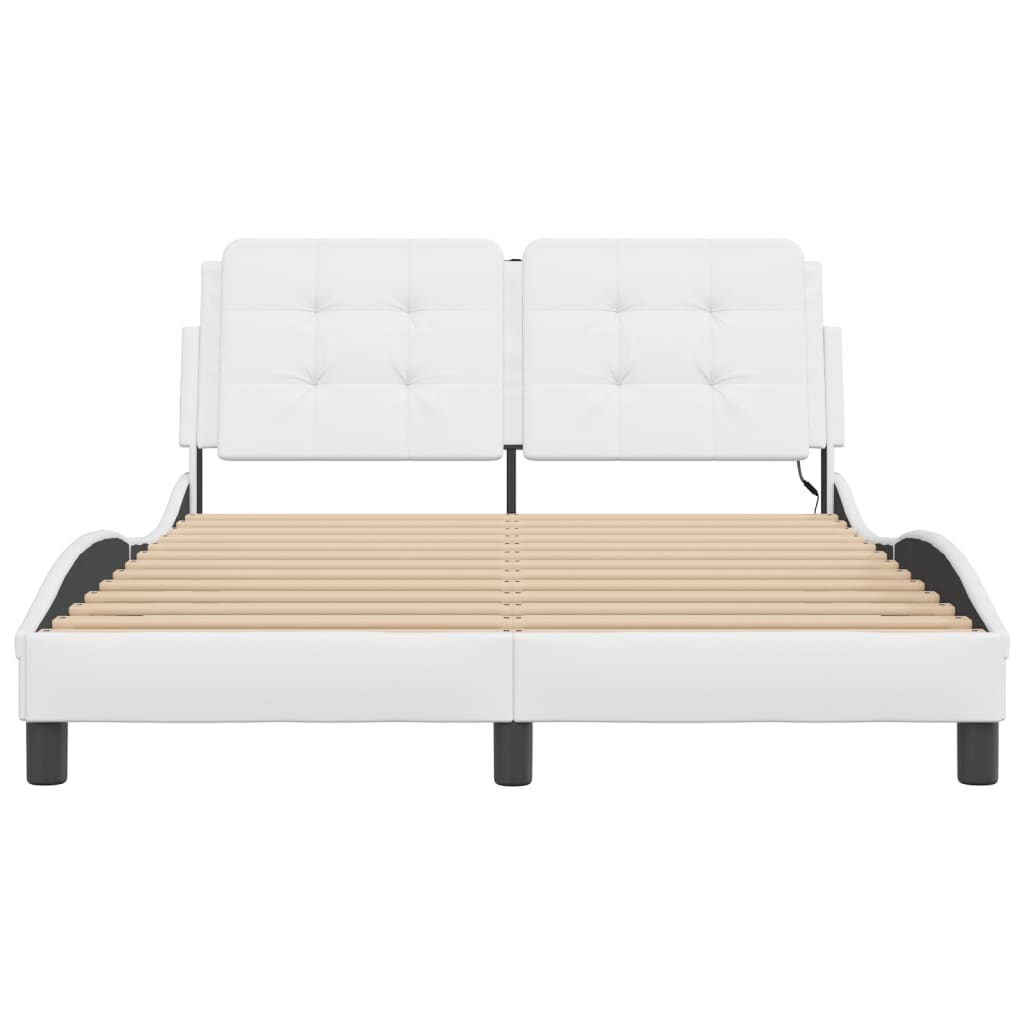 Bed frame with LED without mattress white 140x190 cm