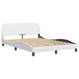 Bed frame with LED without mattress white 140x190 cm