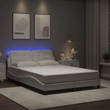 Bed frame with LED without mattress white 140x190 cm