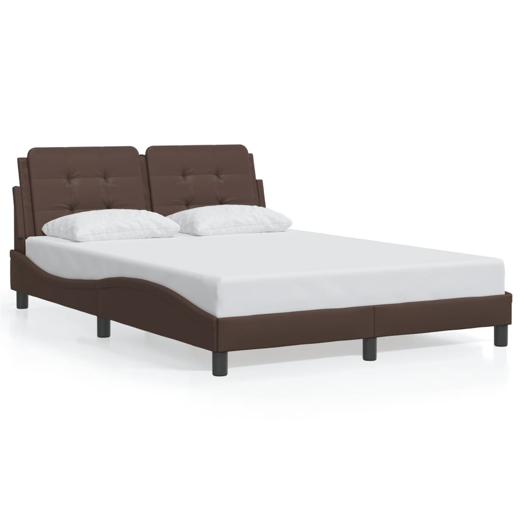 Cadre de lit avec LED sans matelas marron 140x190 cm