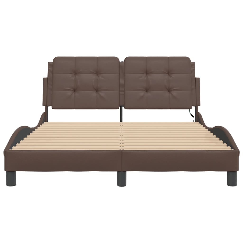 Cadre de lit avec LED sans matelas marron 140x190 cm