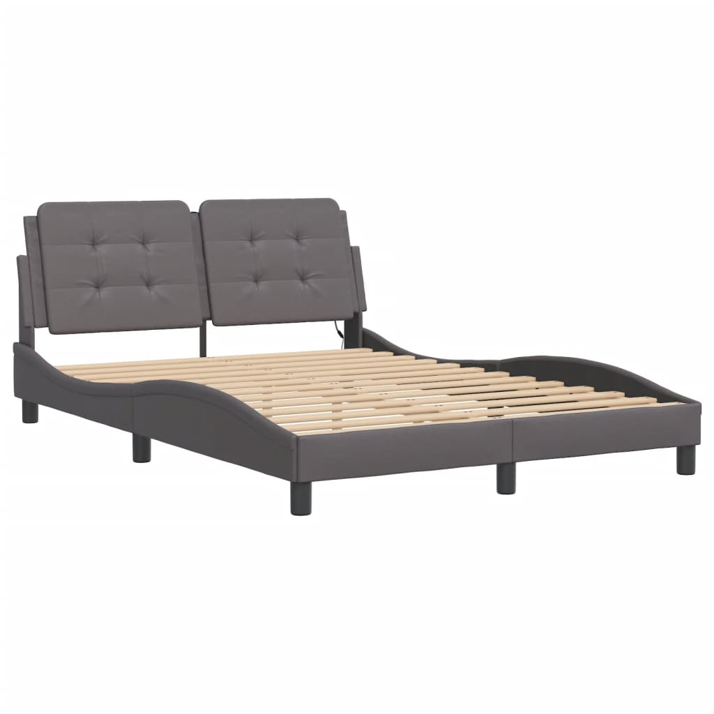 Cadre de lit avec LED sans matelas gris 140x190 cm