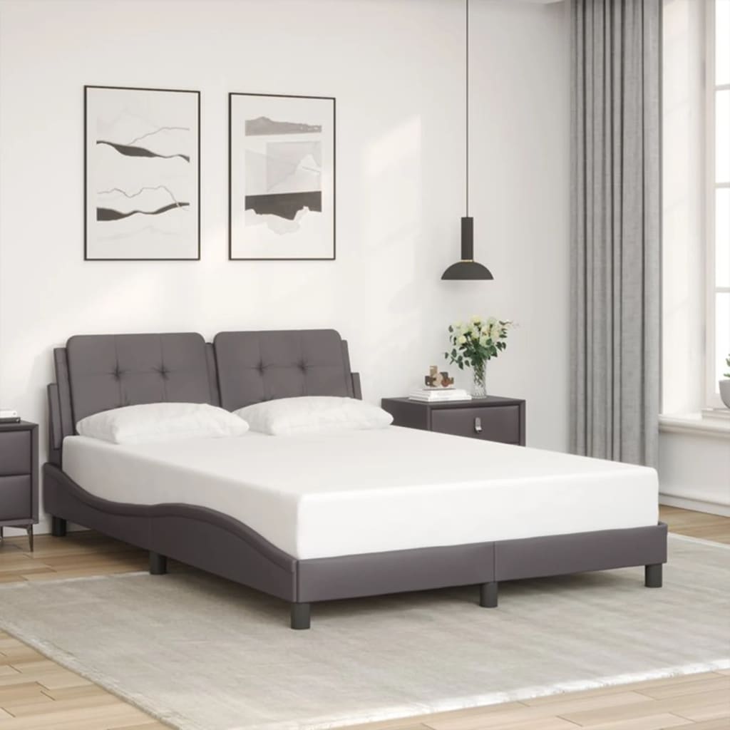 Cadre de lit avec LED sans matelas gris 140x190 cm