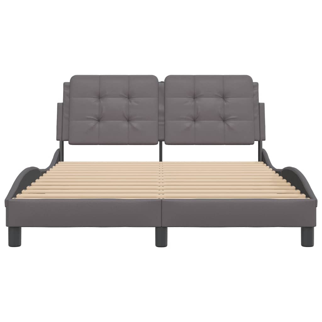 Cadre de lit avec LED sans matelas gris 140x190 cm