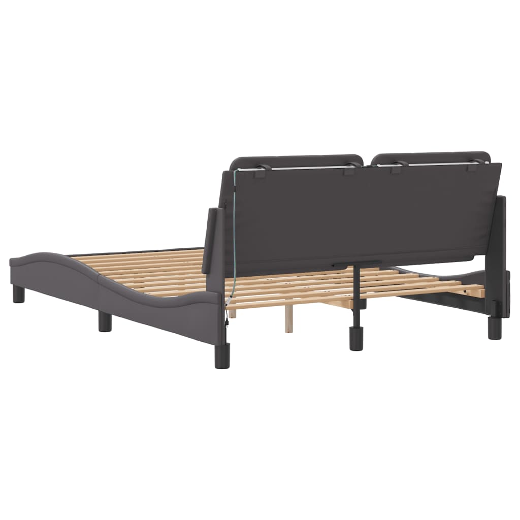 Cadre de lit avec LED sans matelas gris 140x190 cm