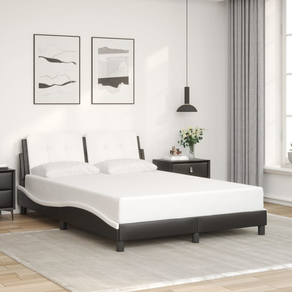 Cadre de lit avec LED sans matelas noir et blanc 140x190 cm