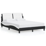 Cadre de lit avec LED sans matelas noir et blanc 140x190 cm