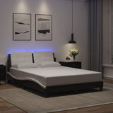 Cadre de lit avec LED sans matelas noir et blanc 140x190 cm