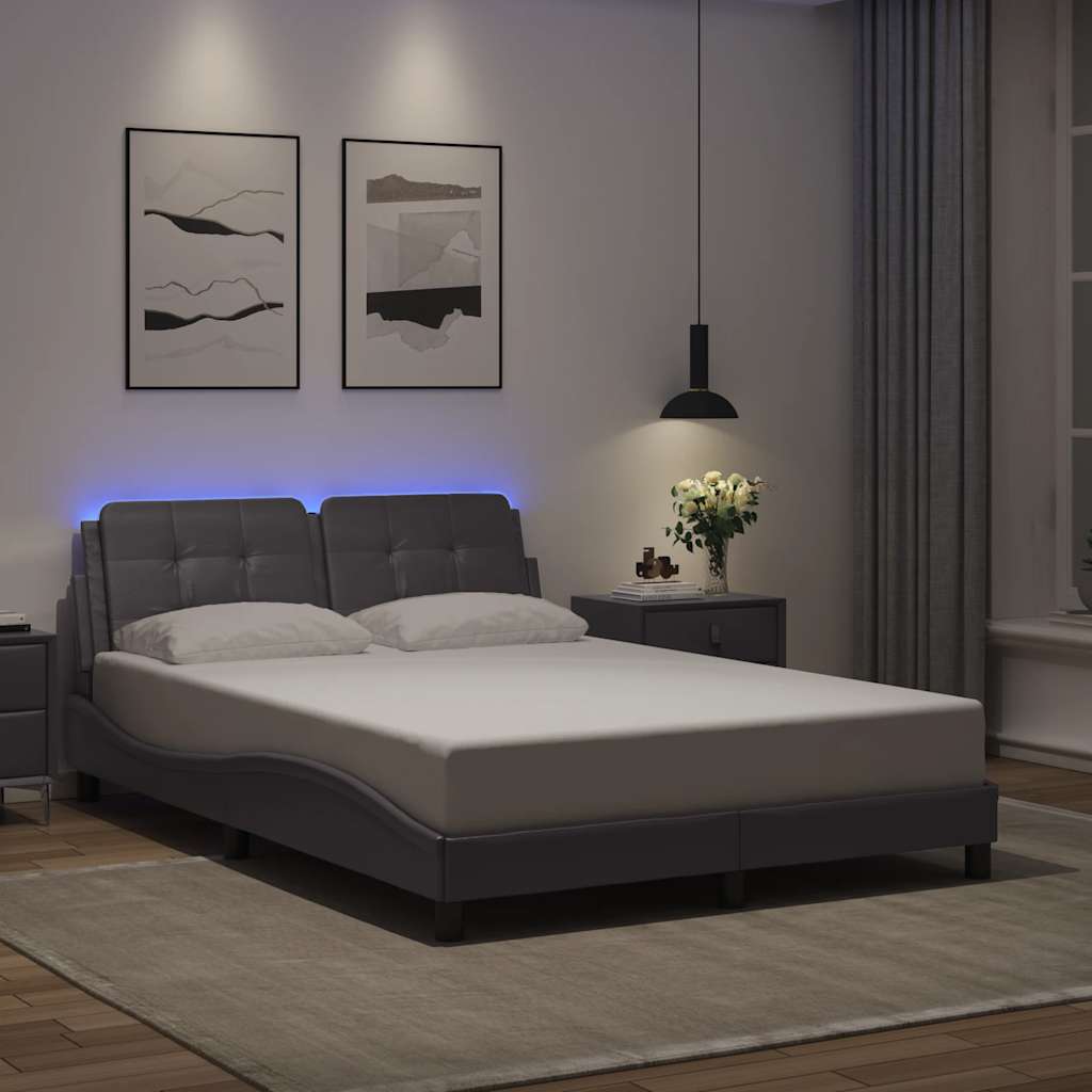 Cadre de lit avec LED sans matelas gris 140x200 cm