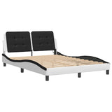 Bed frame with LED without mattress white and black 140x200 cm