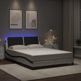 Bed frame with LED without mattress white and black 140x200 cm