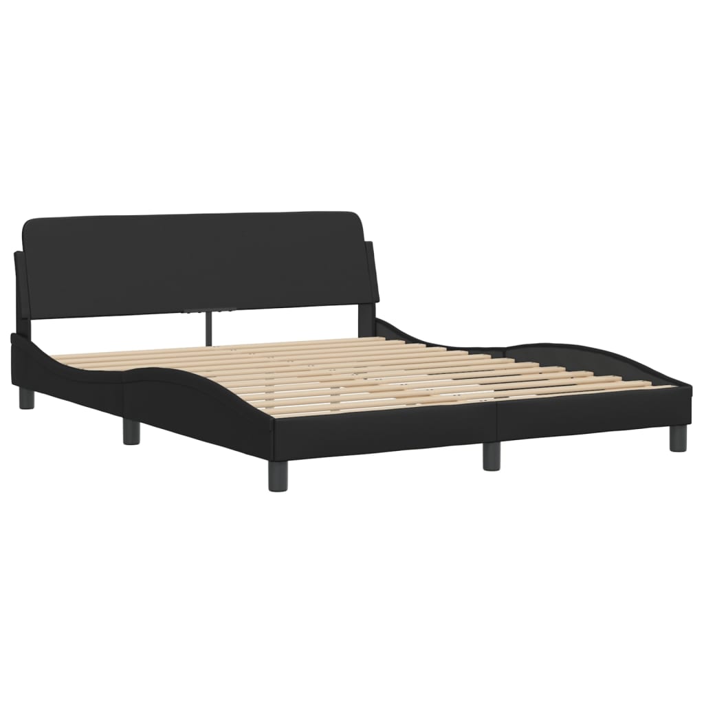 Bed frame with LED without mattress black 160x200 cm