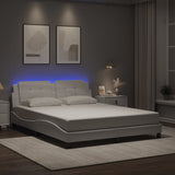 Bed frame with LED without mattress white 160x200 cm