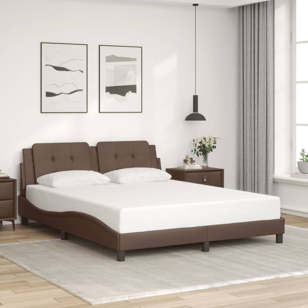 Cadre de lit avec LED sans matelas marron 160x200 cm