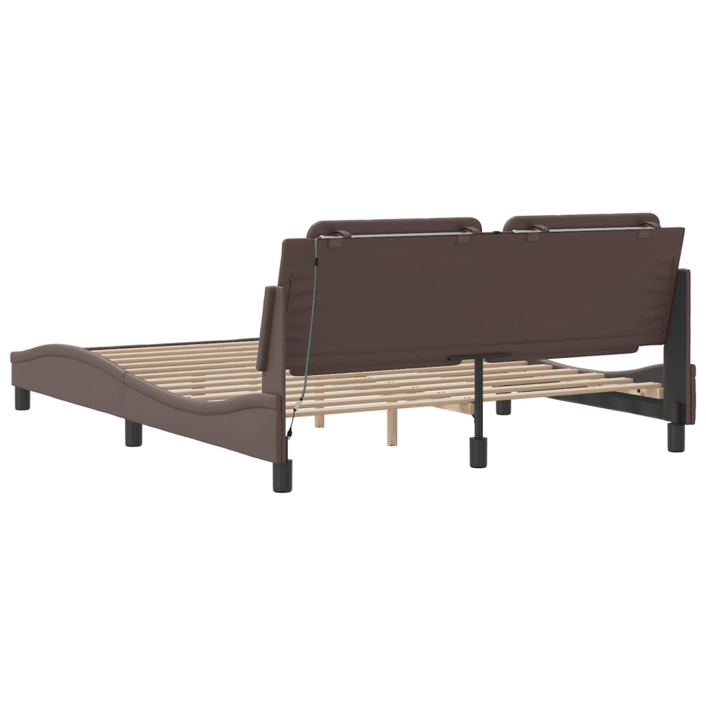 Cadre de lit avec LED sans matelas marron 160x200 cm