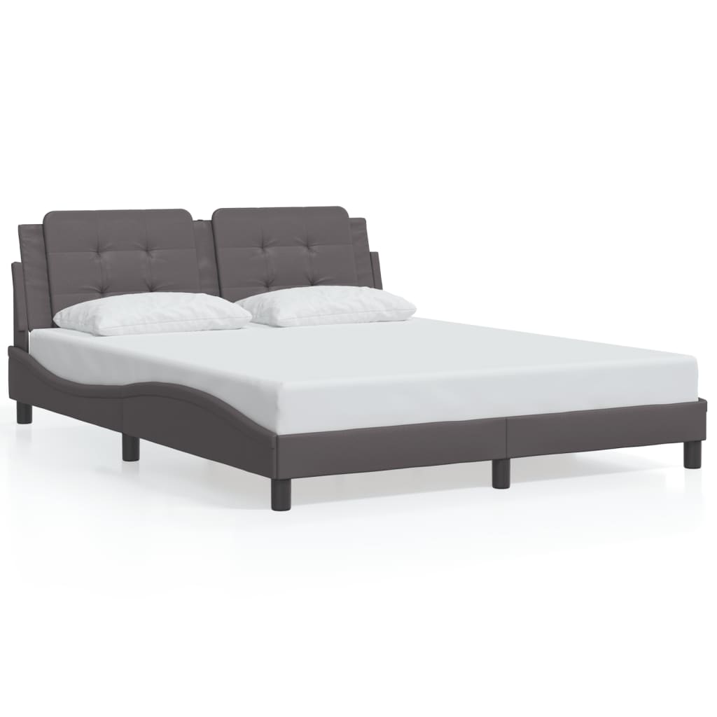 Cadre de lit avec LED sans matelas gris 160x200 cm