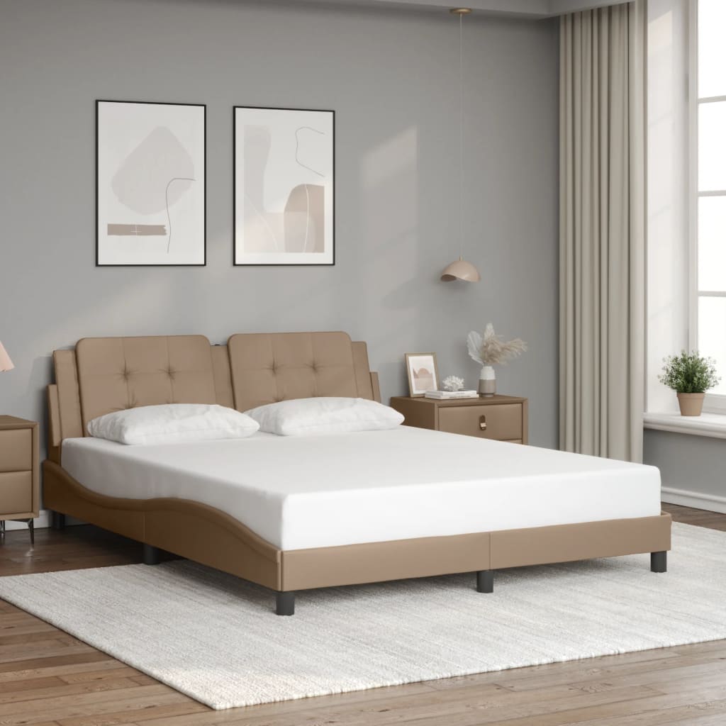 Cadre de lit avec LED sans matelas cappuccino 160x200 cm