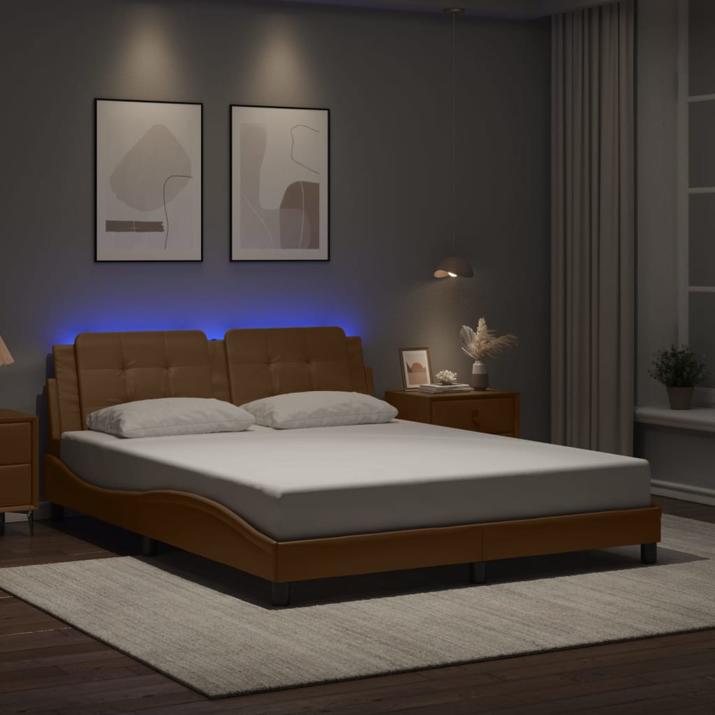 Cadre de lit avec LED sans matelas cappuccino 160x200 cm