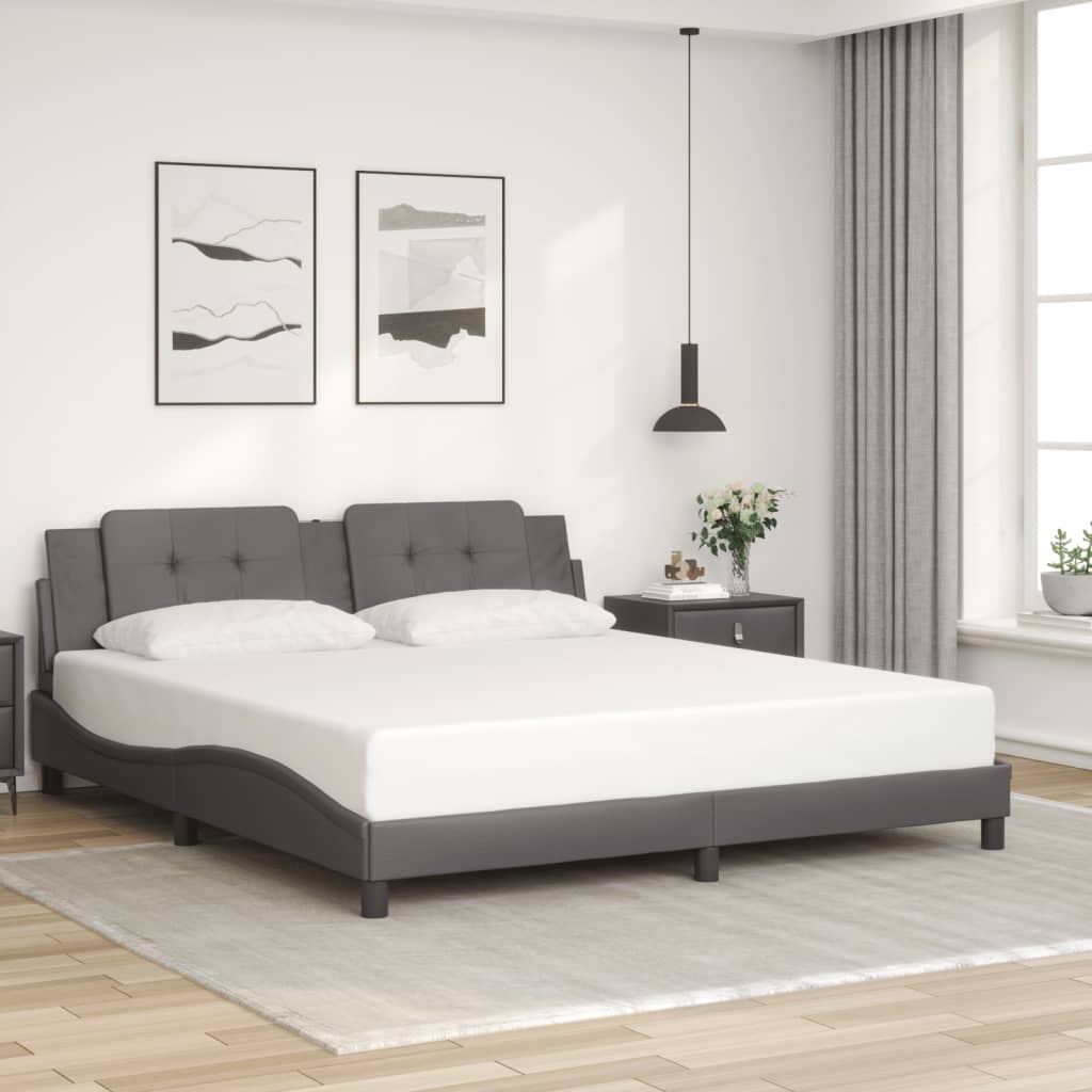 Cadre de lit avec LED sans matelas gris 180x200 cm