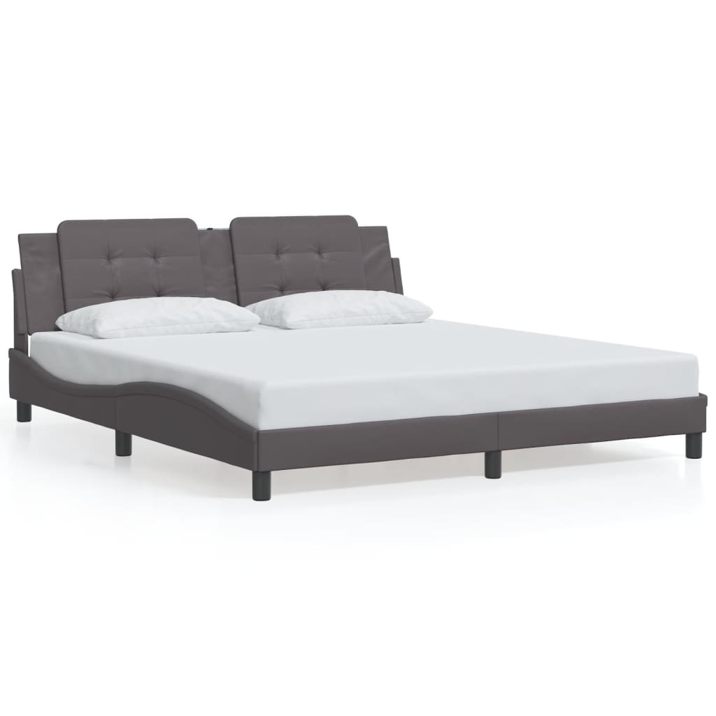 Cadre de lit avec LED sans matelas gris 180x200 cm