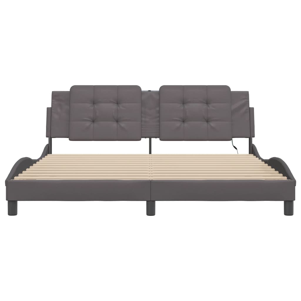 Cadre de lit avec LED sans matelas gris 180x200 cm