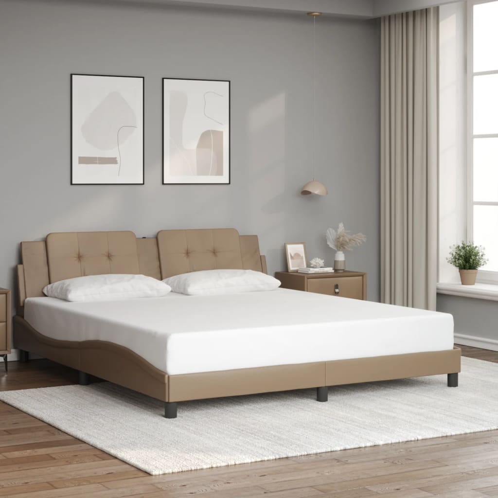 Cadre de lit avec LED sans matelas cappuccino 180x200 cm