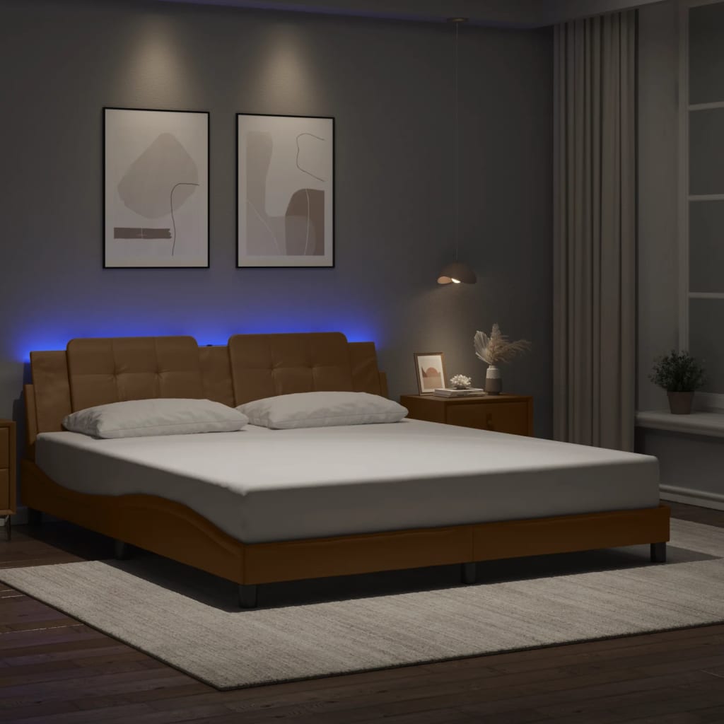 Cadre de lit avec LED sans matelas cappuccino 180x200 cm