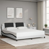 Bed frame with LED without mattress white and black 180x200 cm