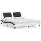 Bed frame with LED without mattress white and black 180x200 cm