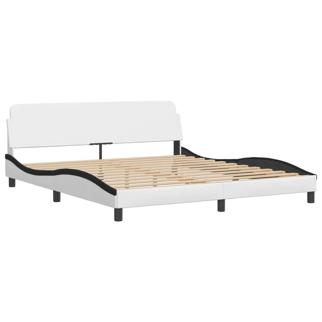 Bed frame with LED without mattress white and black 180x200 cm