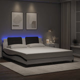 Bed frame with LED without mattress white and black 180x200 cm