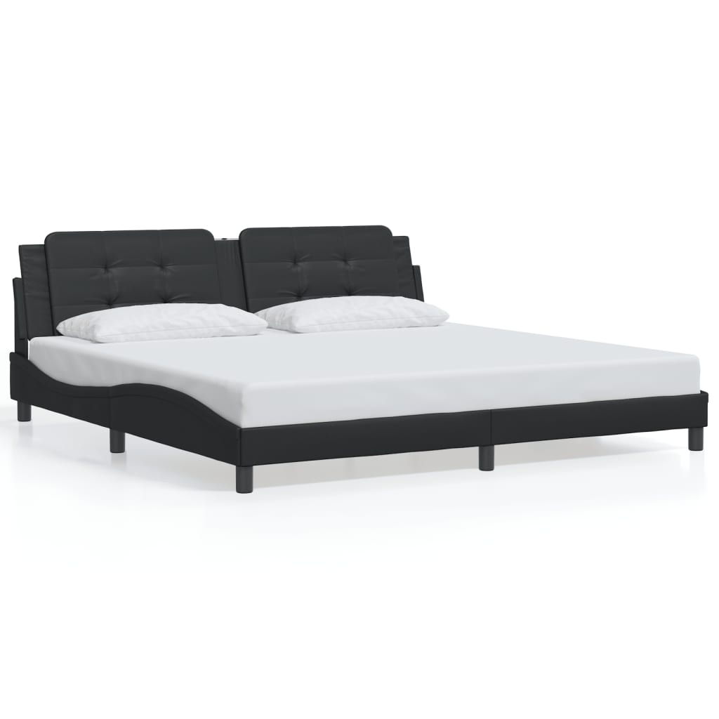 Bed frame with LED without mattress black 200x200 cm