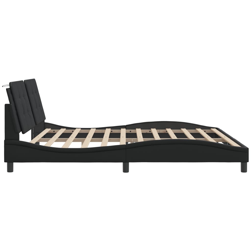 Bed frame with LED without mattress black 200x200 cm